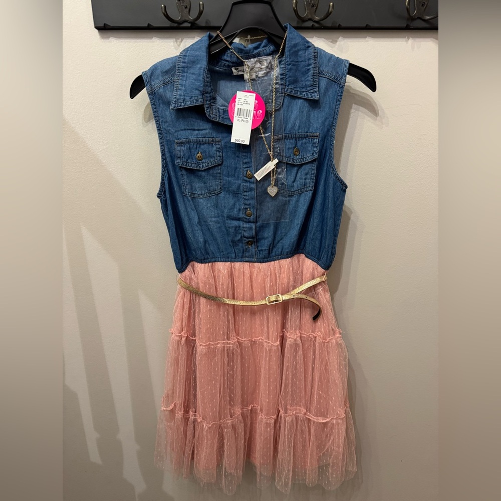NWT Knitworks Denim & Tulle Dress size xl plus